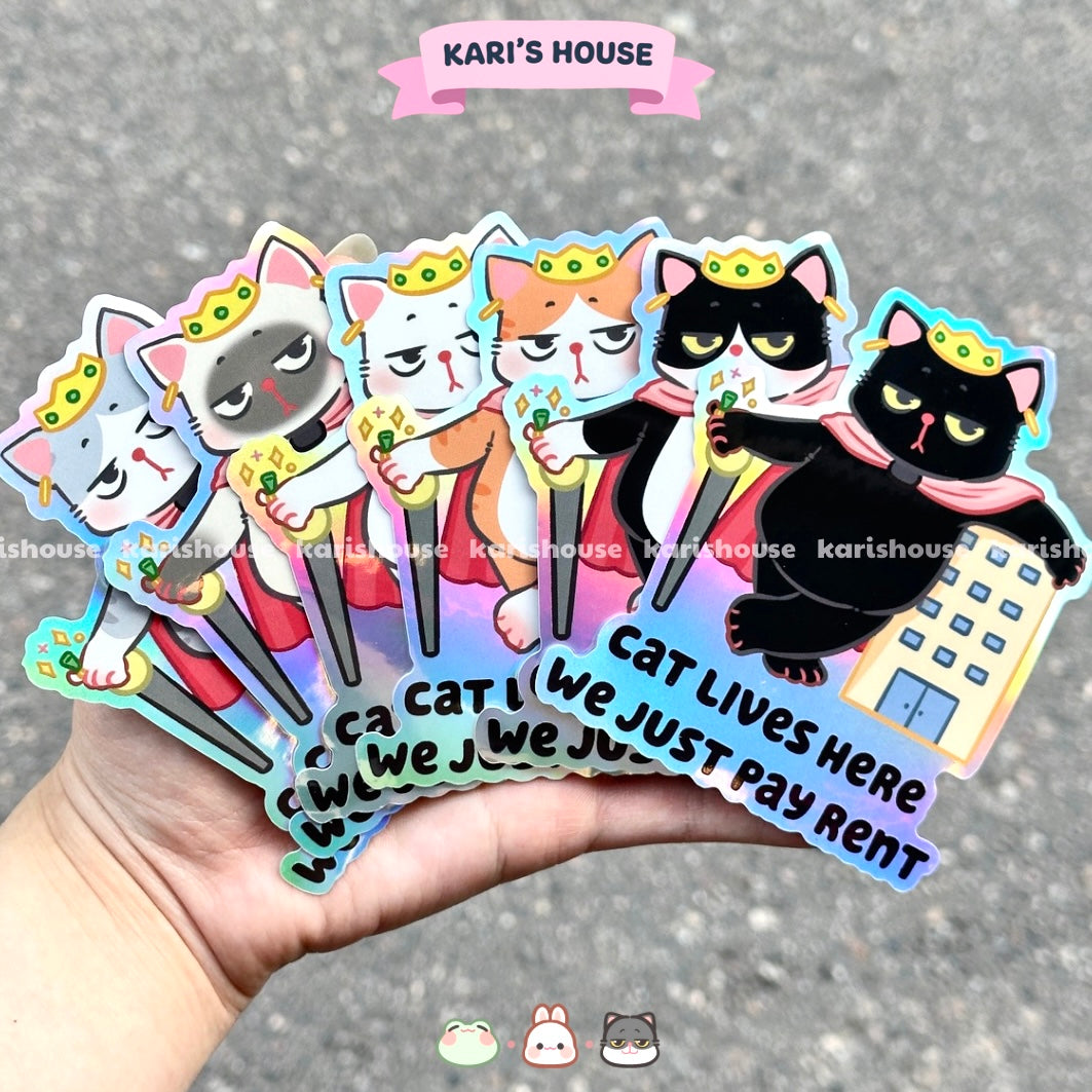 Cat Lives Here - Door Sticker