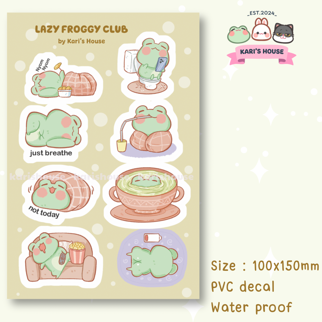 Lazy Froggy Club Sticker Sheet