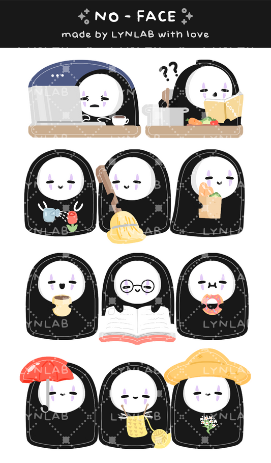 No Face Sticker Sheet - LynLab