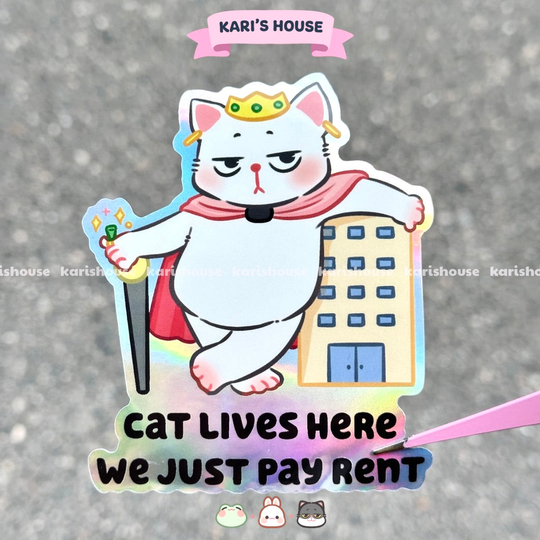 Cat Lives Here - Door Sticker