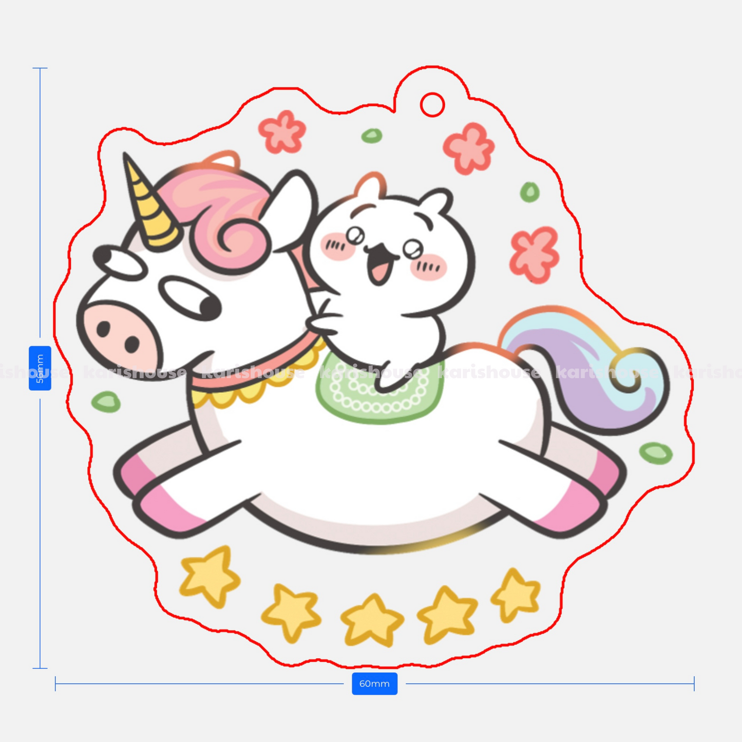Chiikawa Unicorn Acrylic Epoxy Keychain