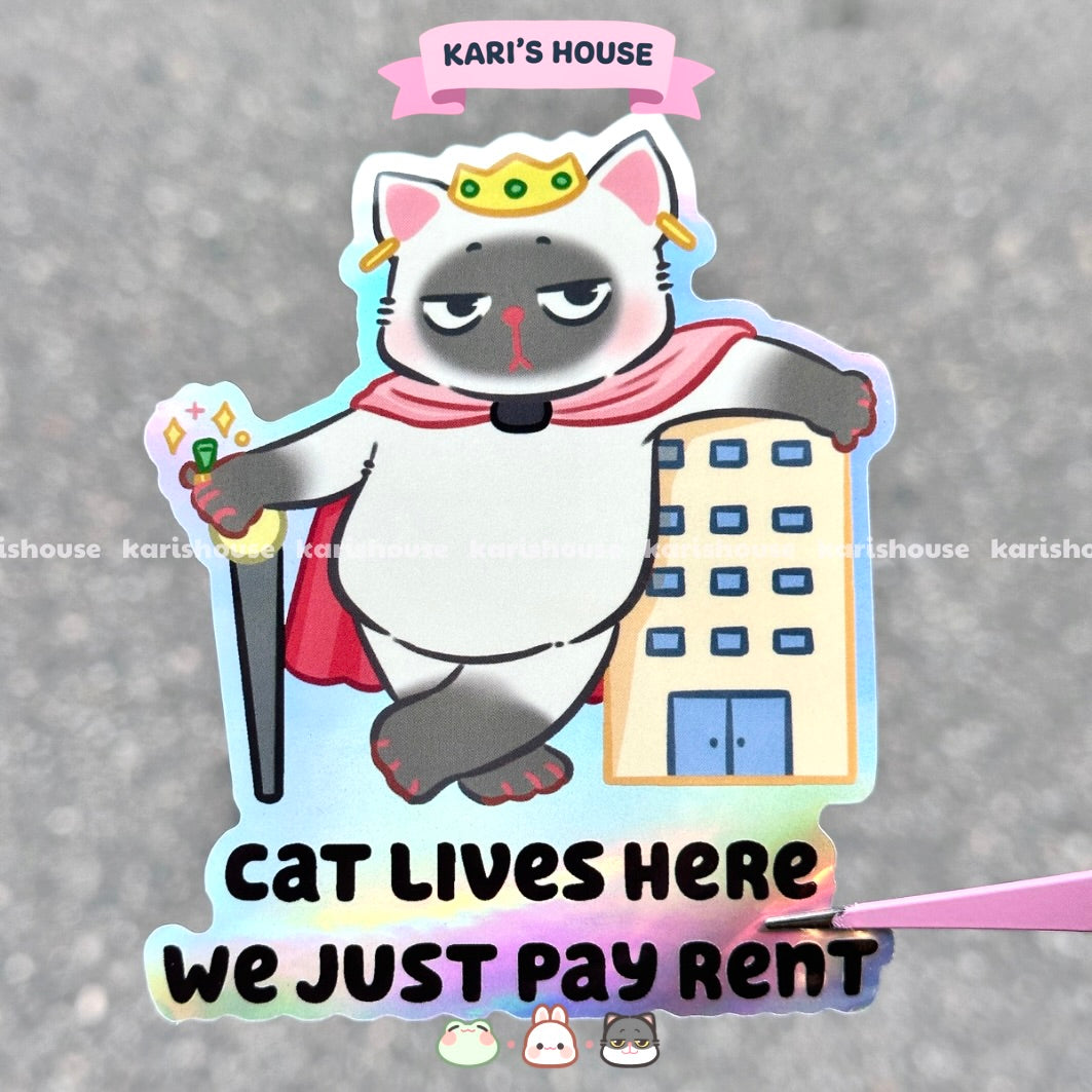 Cat Lives Here - Door Sticker