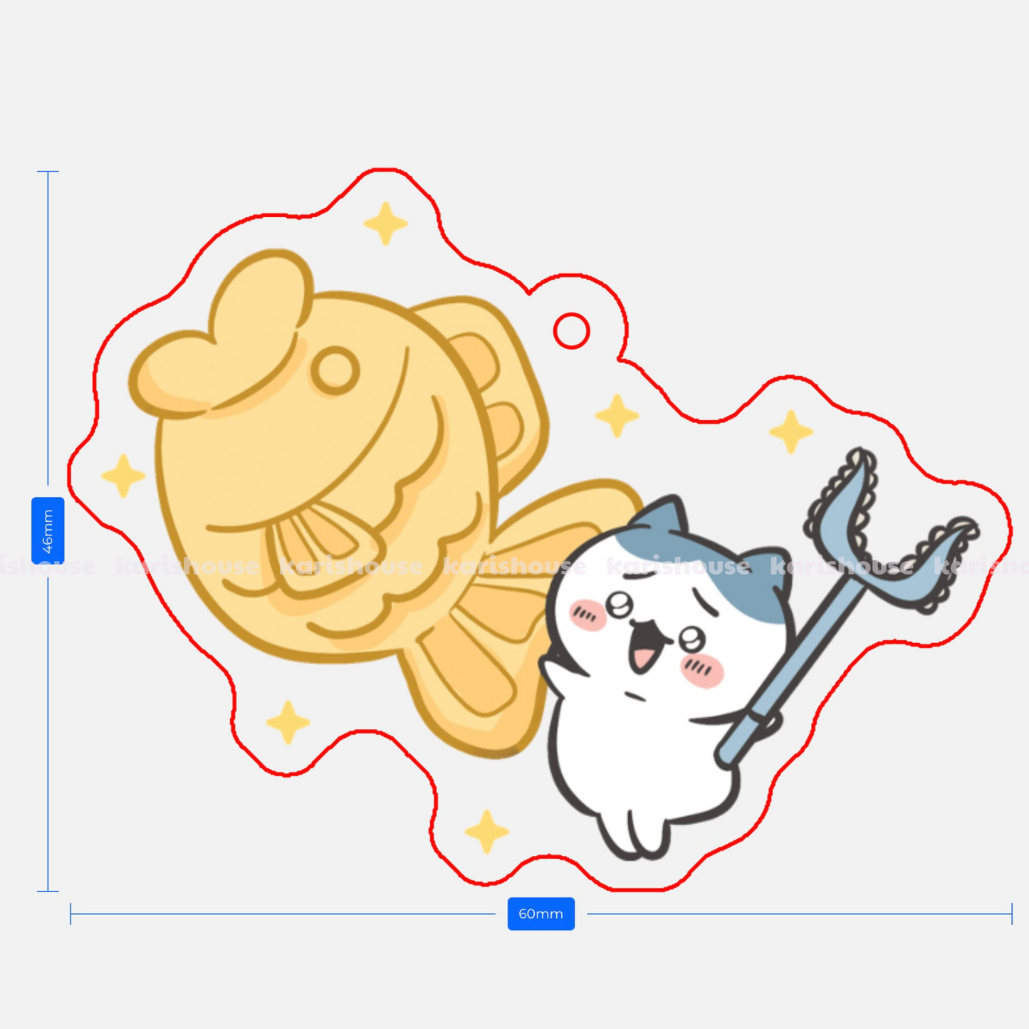 Hachiware Taiyaki Acrylic Epoxy Keychain