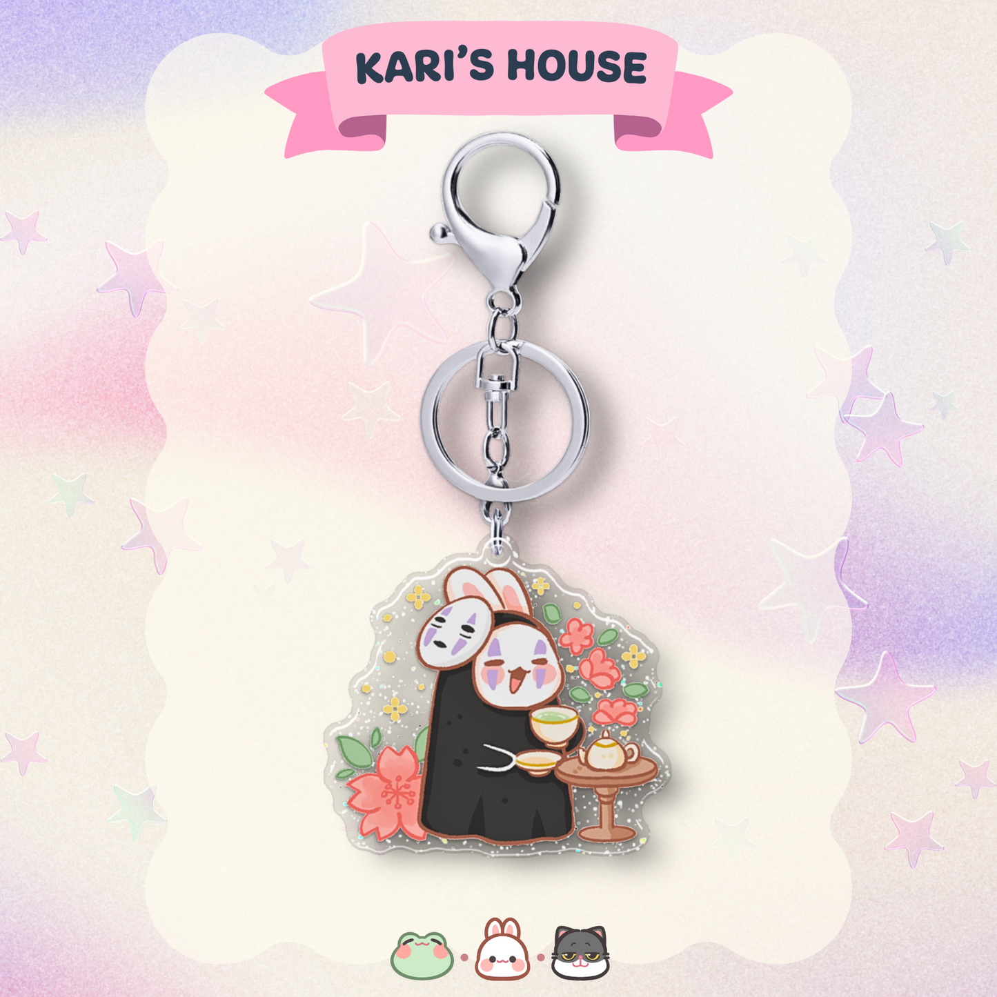 Bunny No Face Acrylic Epoxy Keychain