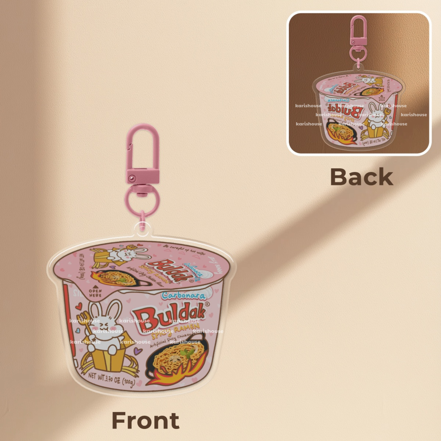 Pink Buldak Acrylic Epoxy Keychain