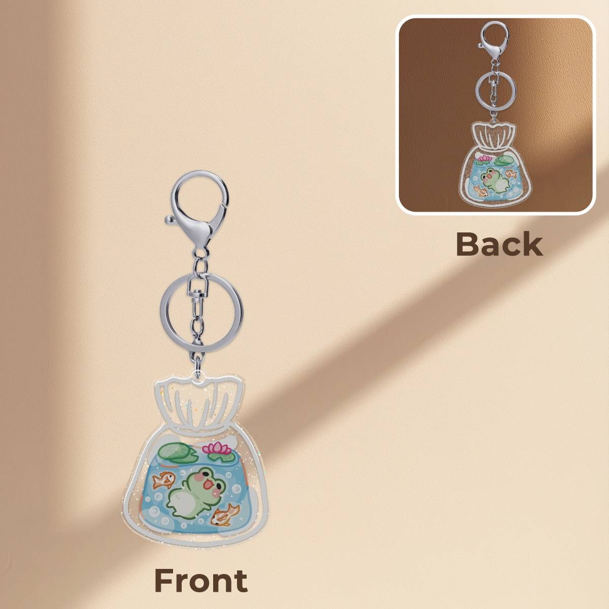 Froggy In Bag No Face Acrylic Epoxy Keychain