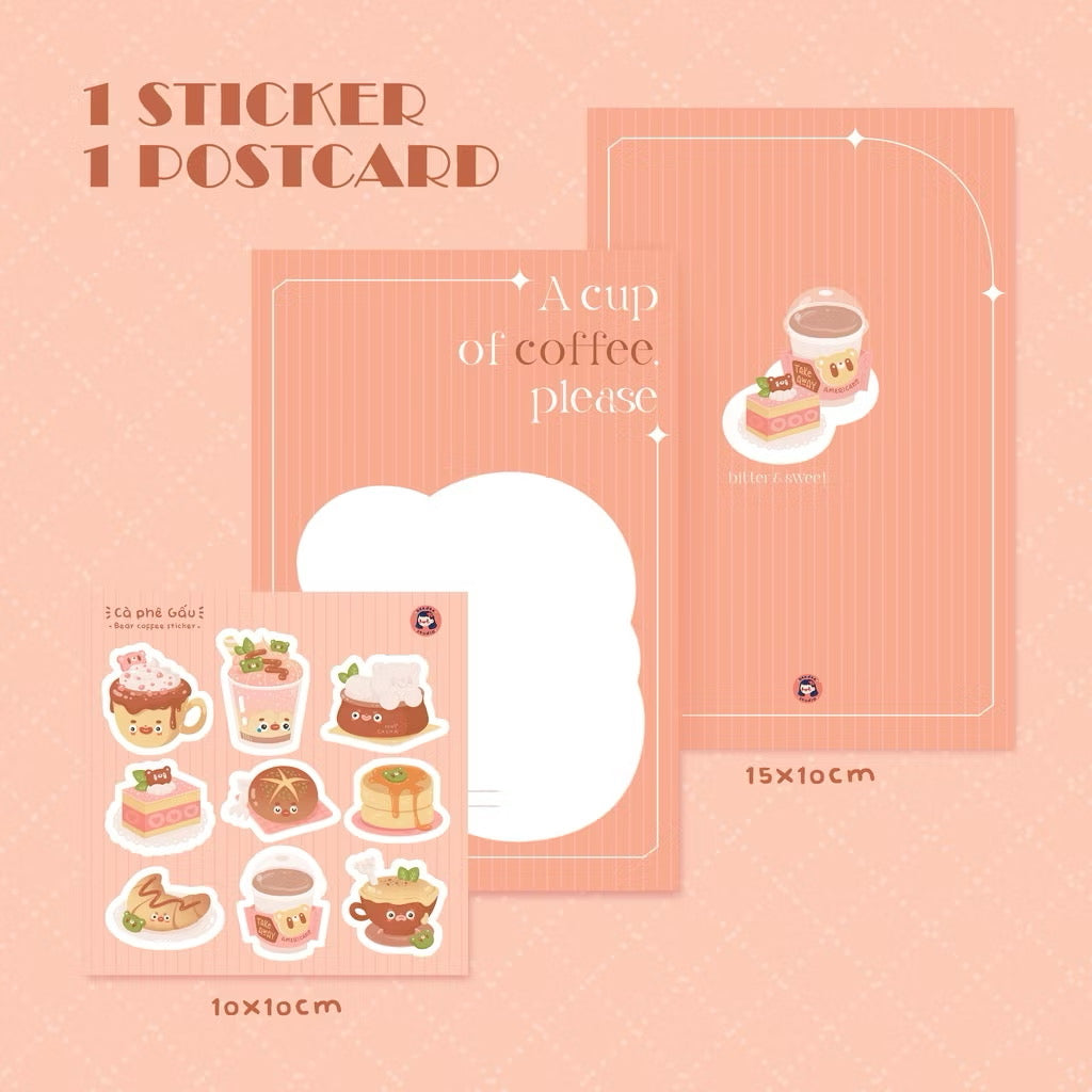 Coffee Bear Sticker Sheet - Bee Dee Studio