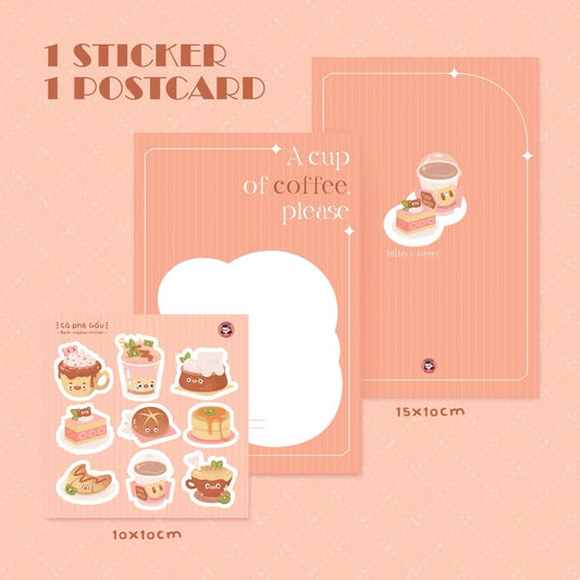 Coffee Bear Sticker Sheet - Bee Dee Studio