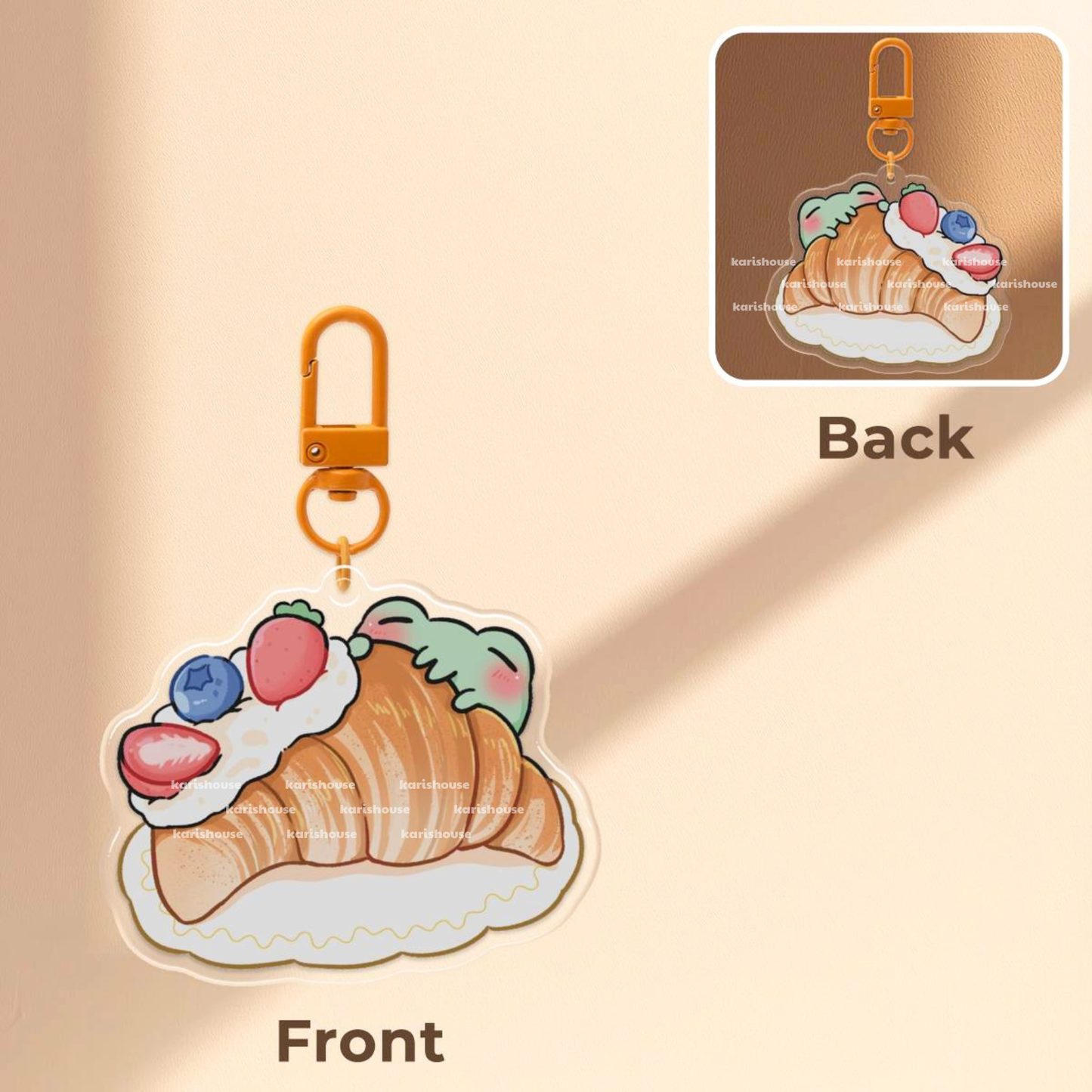 Croissant Acrylic Epoxy Keychain