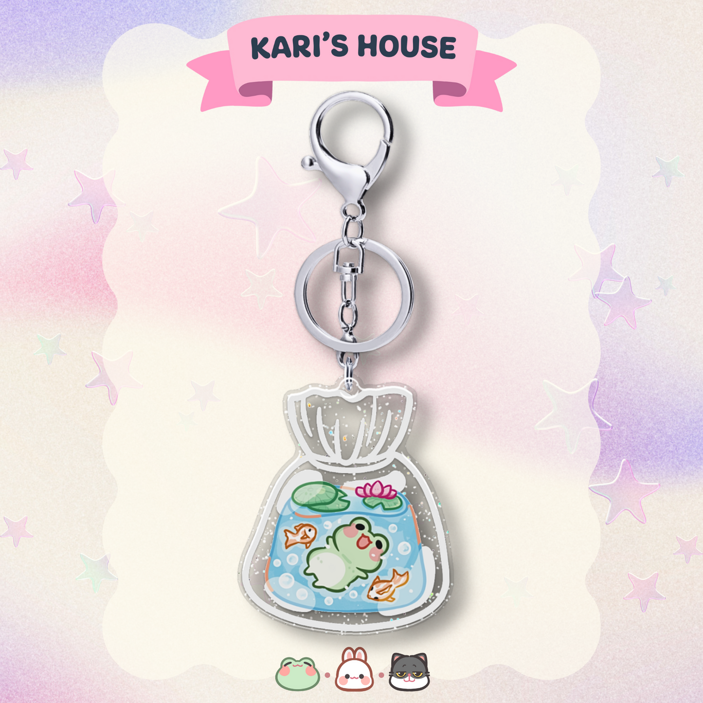 Froggy In Bag No Face Acrylic Epoxy Keychain