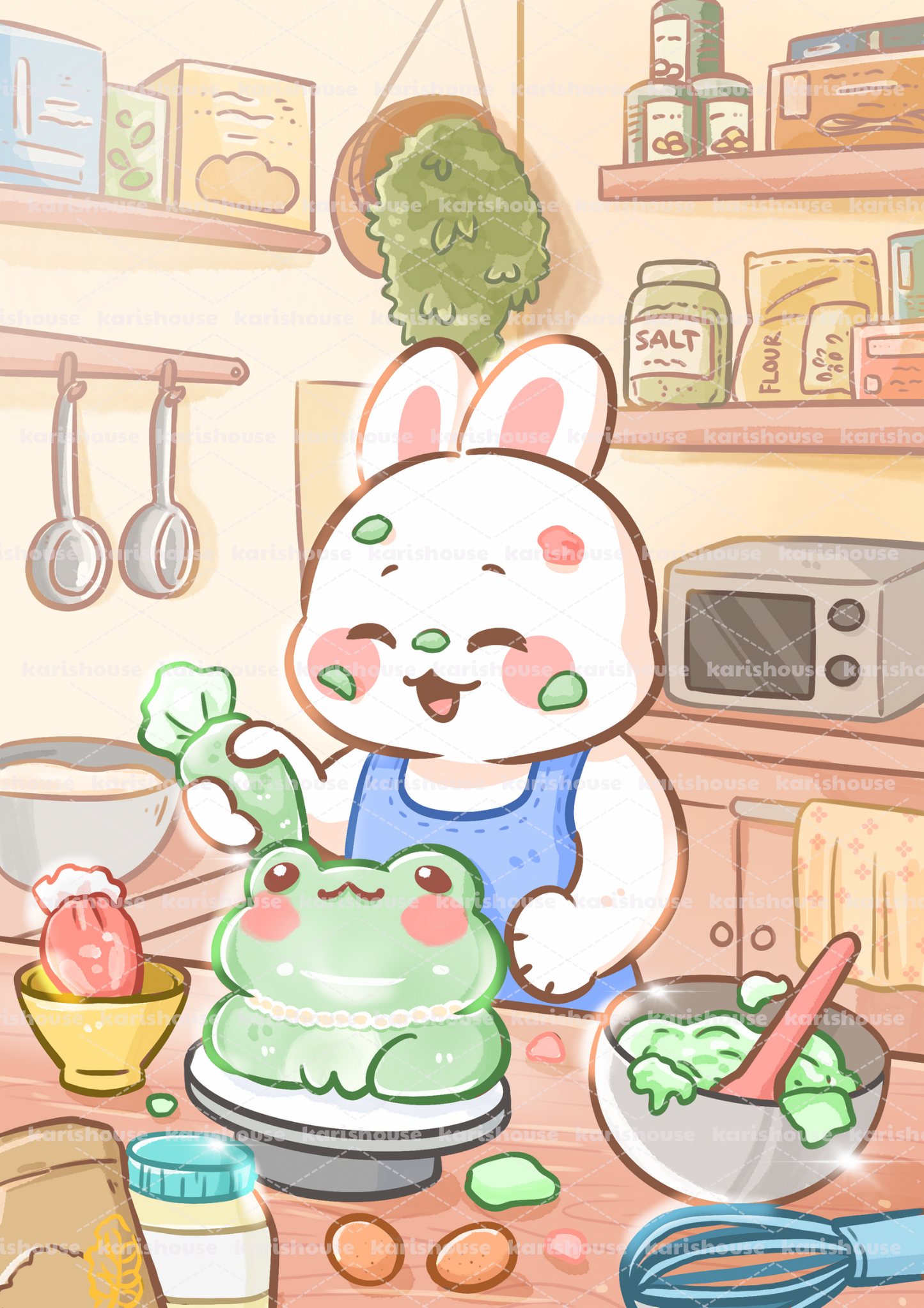Bunny Baking Postcard