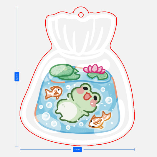 Froggy In Bag No Face Acrylic Epoxy Keychain