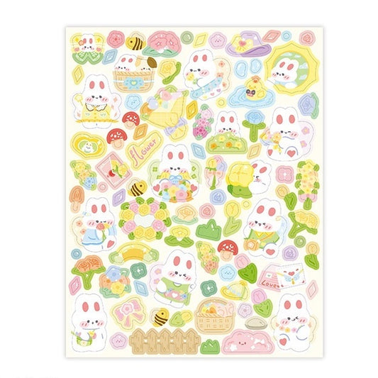 White Cat/Bunny Sticker Sheet