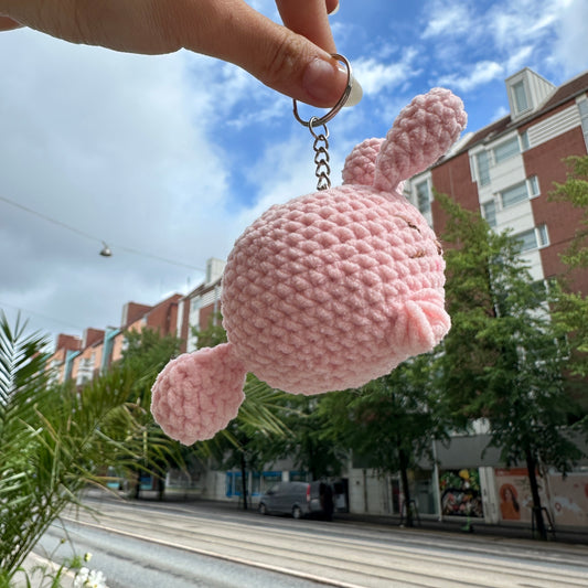 Pink Bunny Crochet Keychain