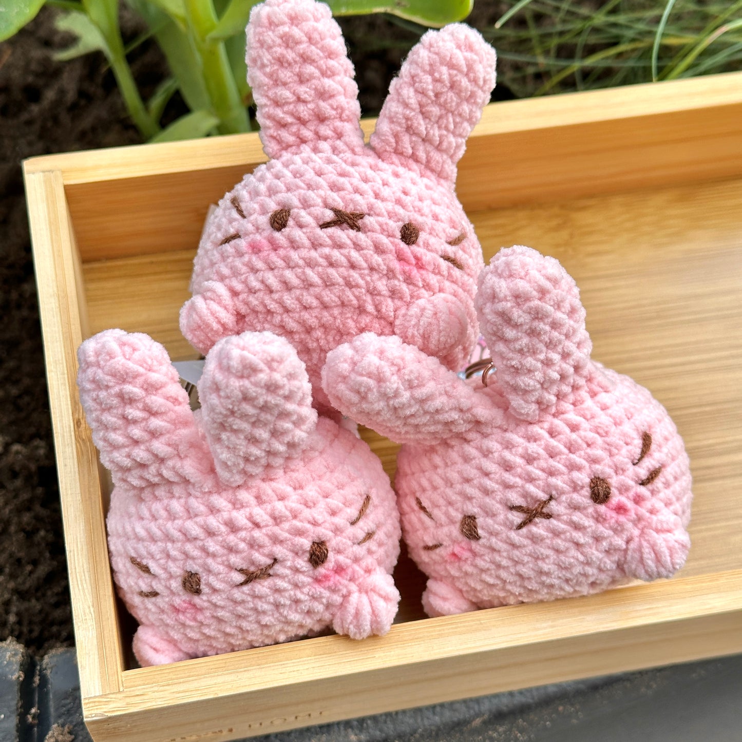 Pink Bunny Crochet Keychain