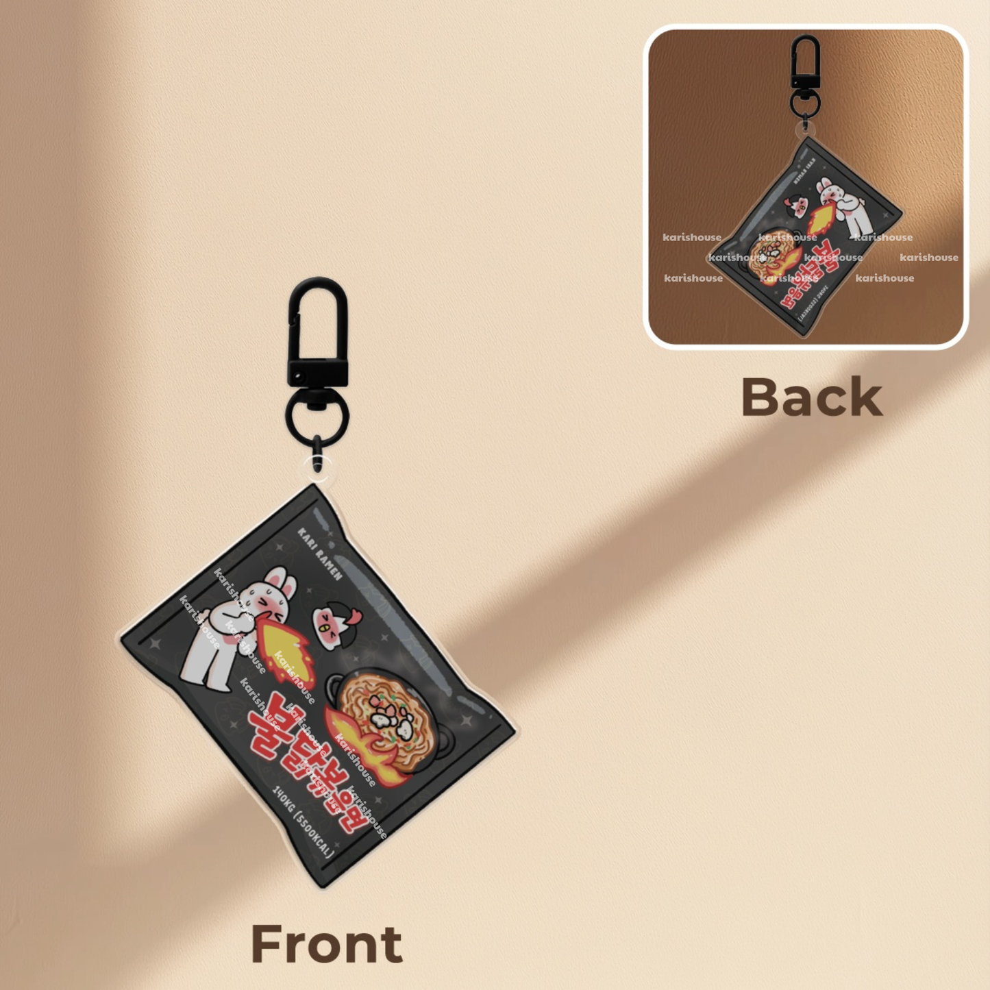 Black Spicy Noodle Acrylic Epoxy Keychain