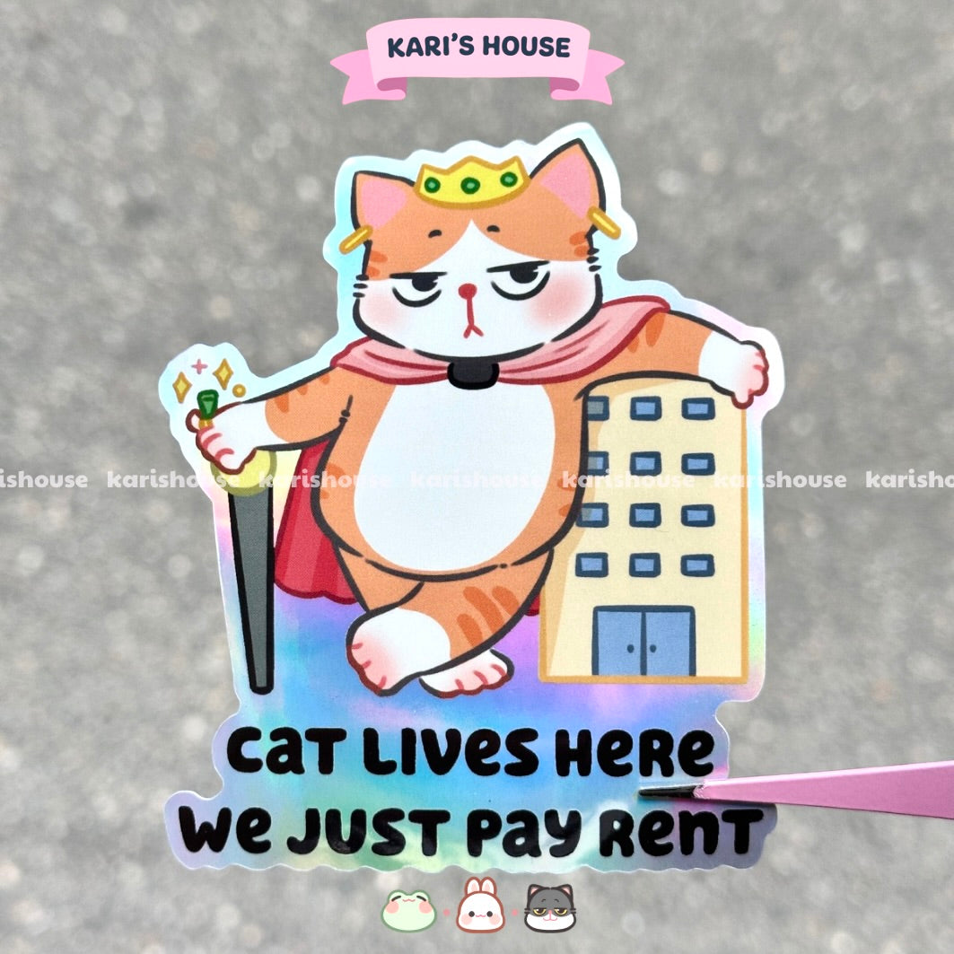 Cat Lives Here - Door Sticker