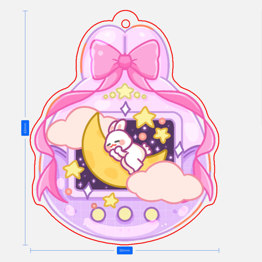 Bunny Tamagotchi Acrylic Epoxy Keychain