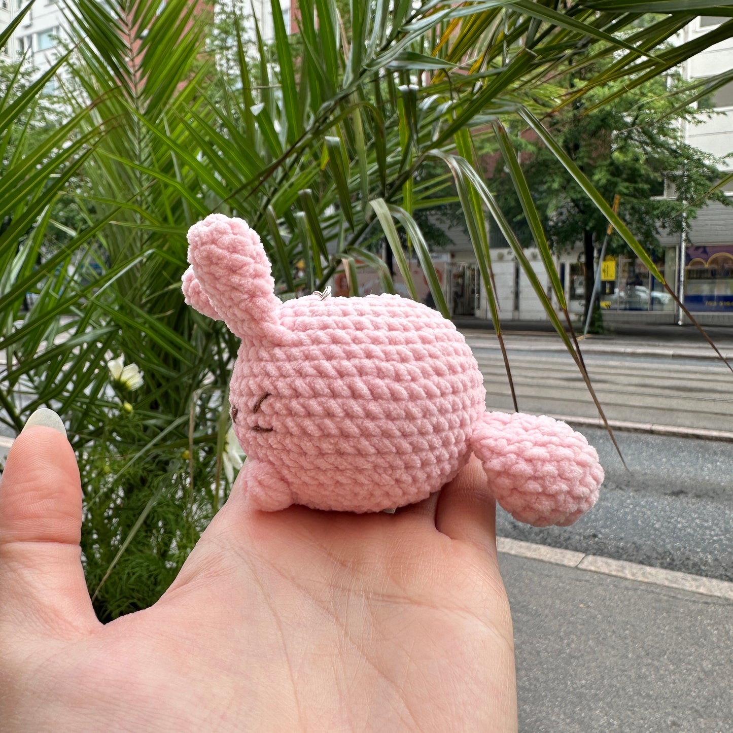 Pink Bunny Crochet Keychain