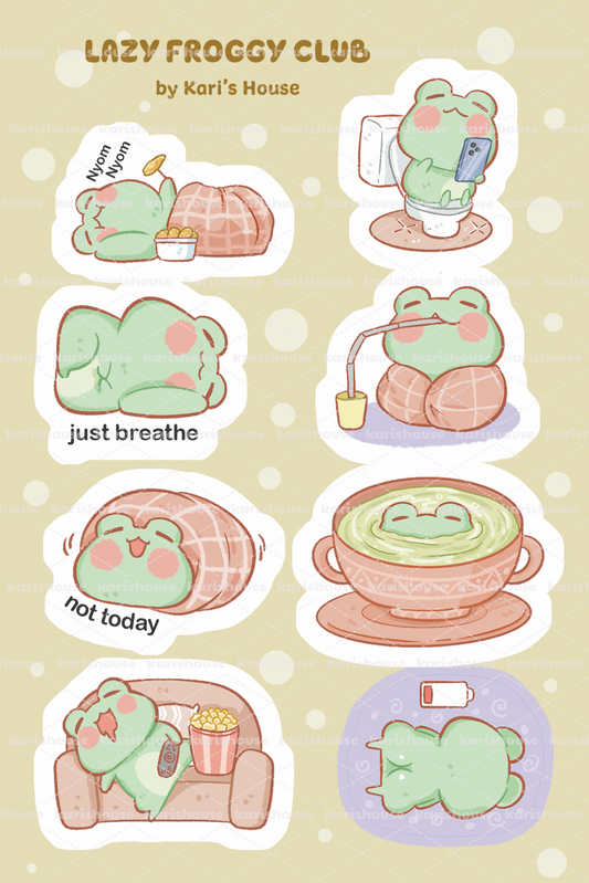 Lazy Froggy Club Sticker Sheet