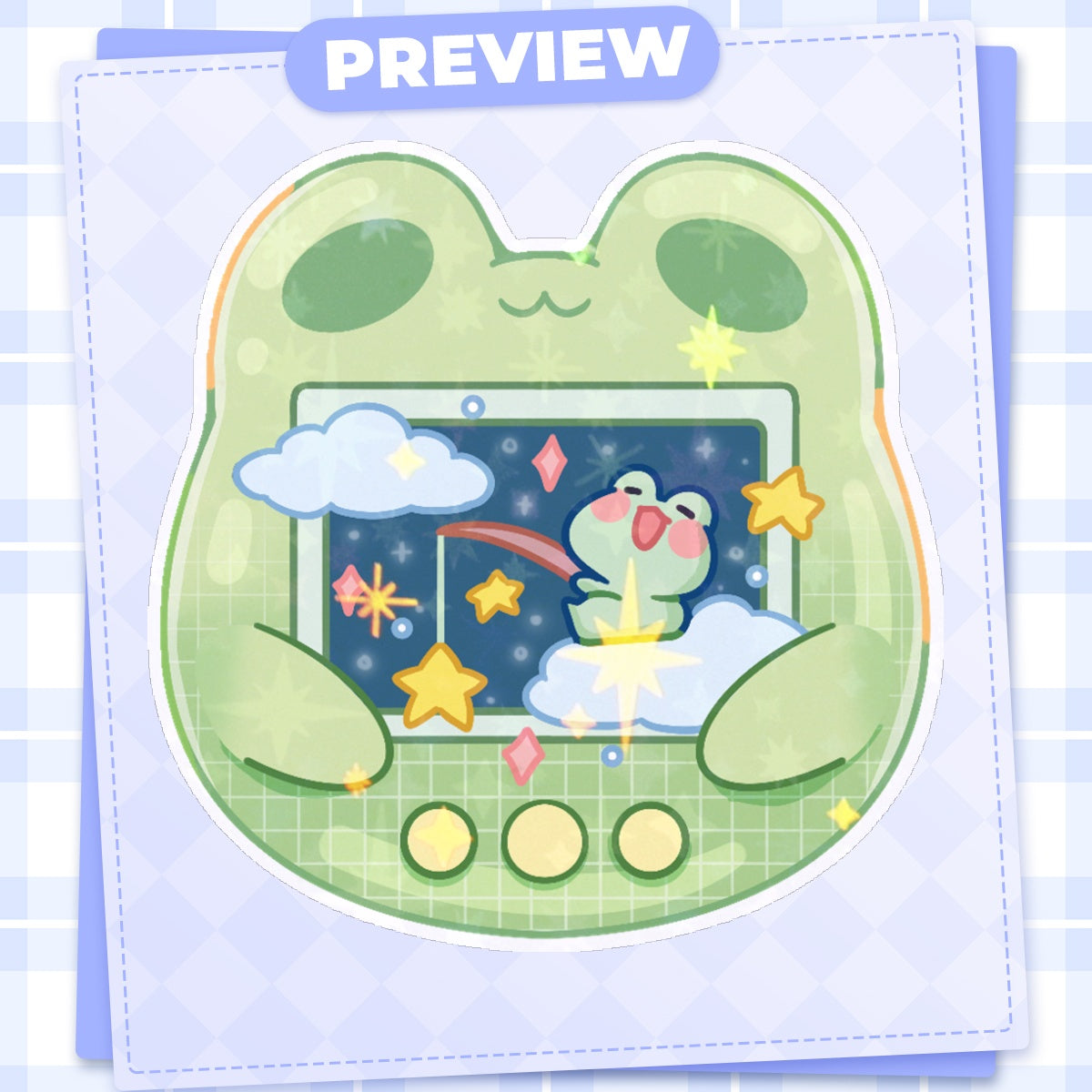 Tamagotchi Sticker Glitter Die Cut