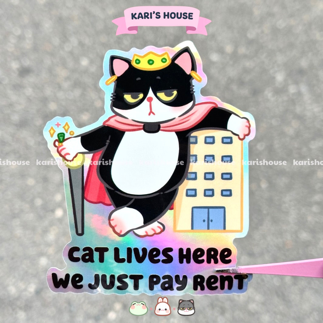 Cat Lives Here - Door Sticker