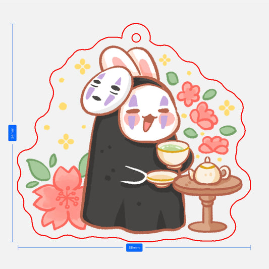 Bunny No Face Acrylic Epoxy Keychain