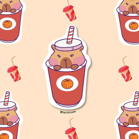 Capybara Glossy Sticker Die Cut