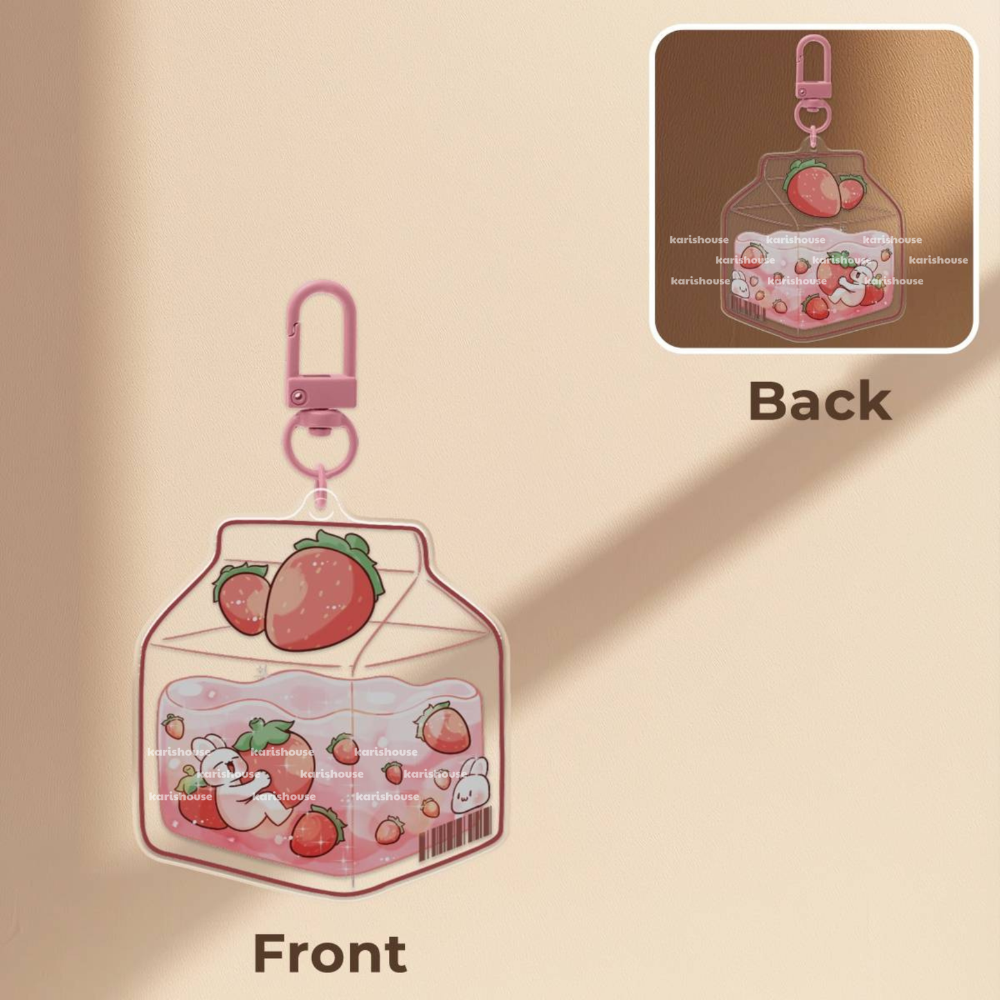 Pink Milk Box Acrylic Epoxy Keychain