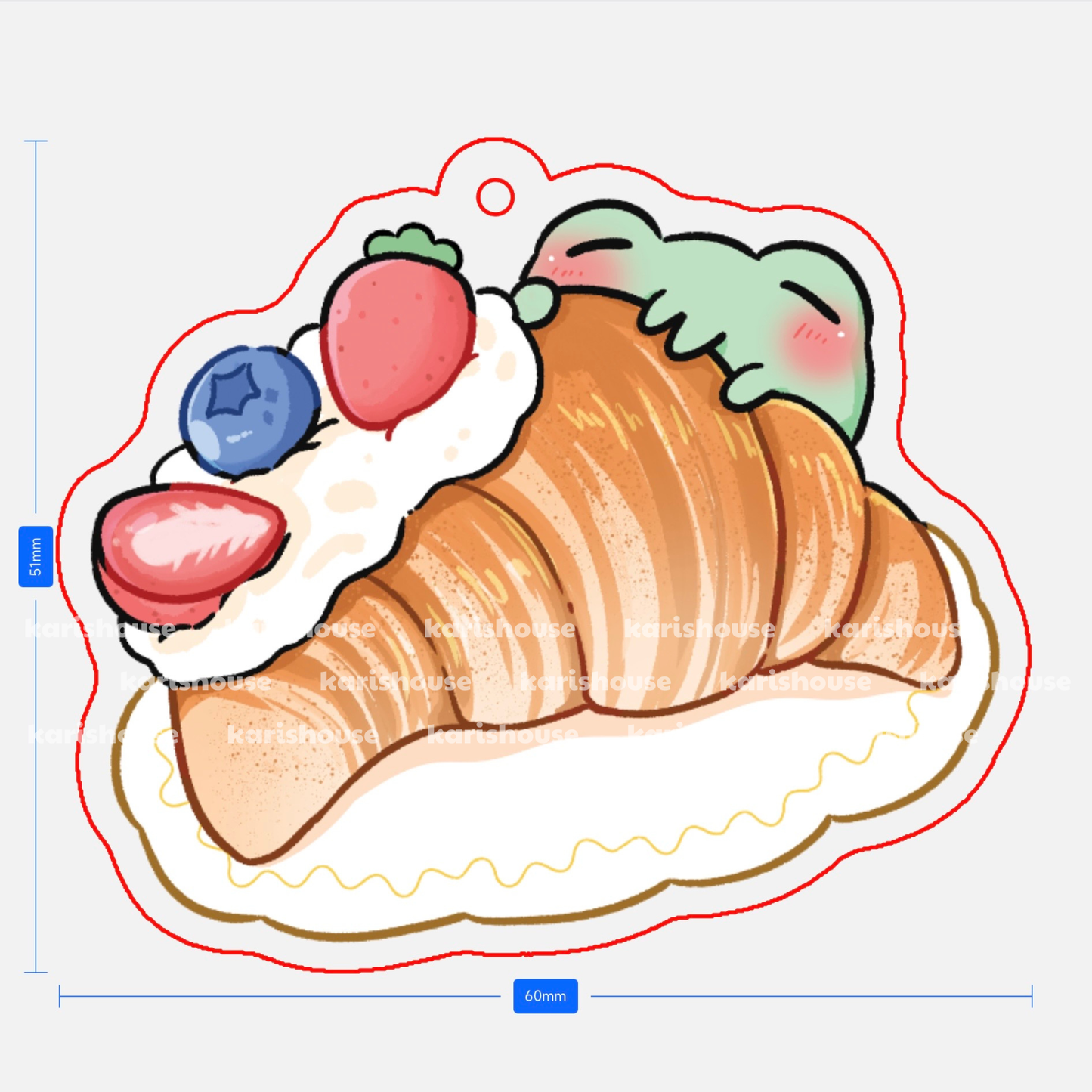 Croissant Acrylic Epoxy Keychain