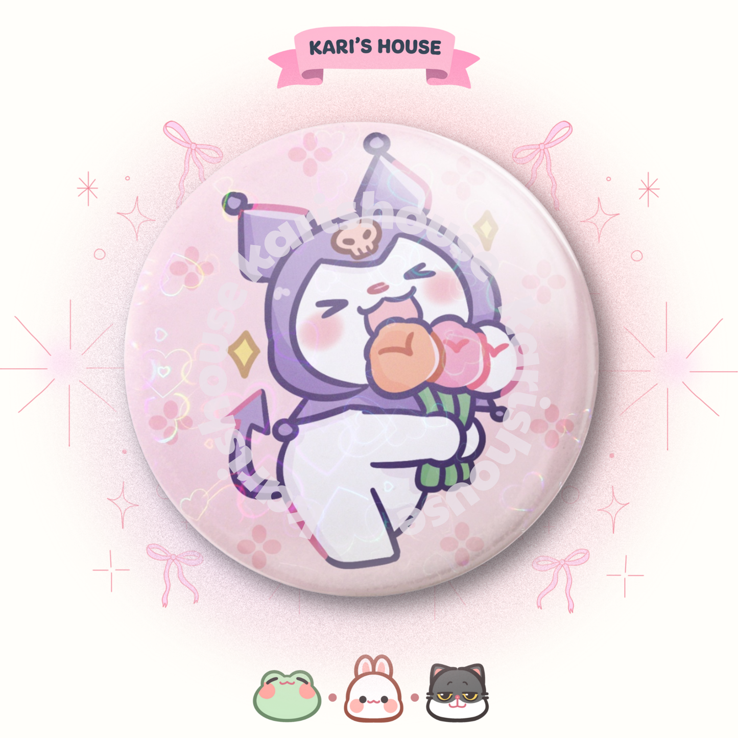 Kuromi Flowers Badge/Button Pin