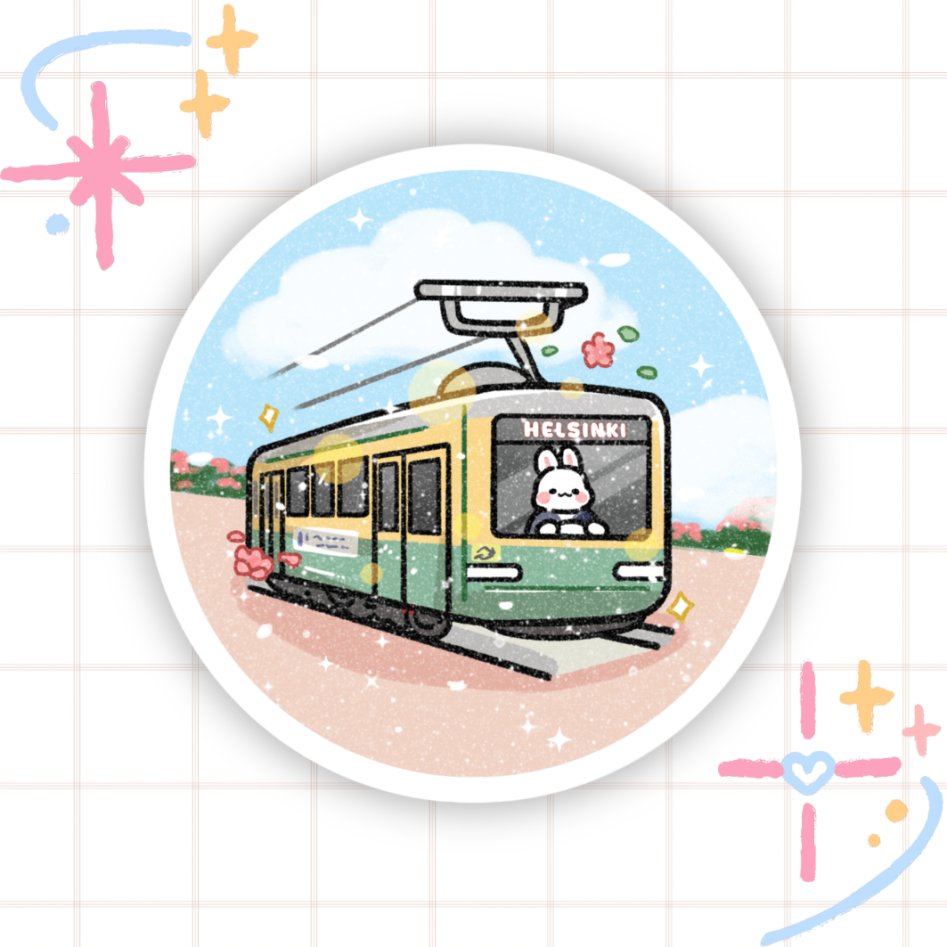 Helsinki Transportation Sticker Die Cut