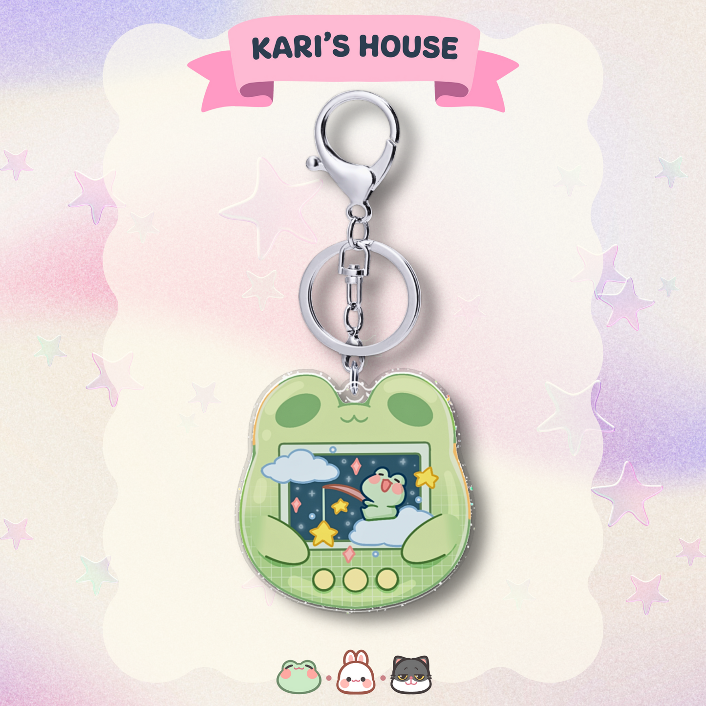 Froggy Tamagotchi Acrylic Epoxy Keychain