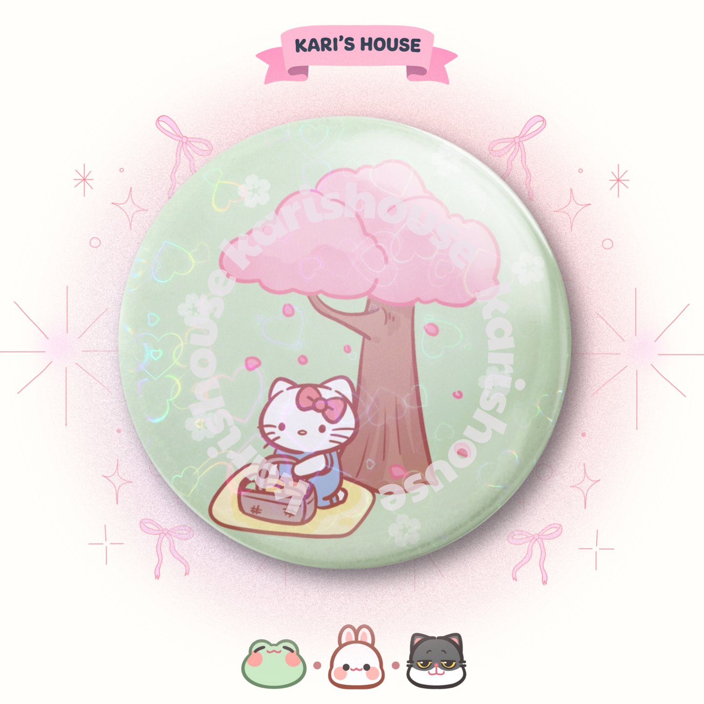 Kitty Sakura Badge/Button Pin