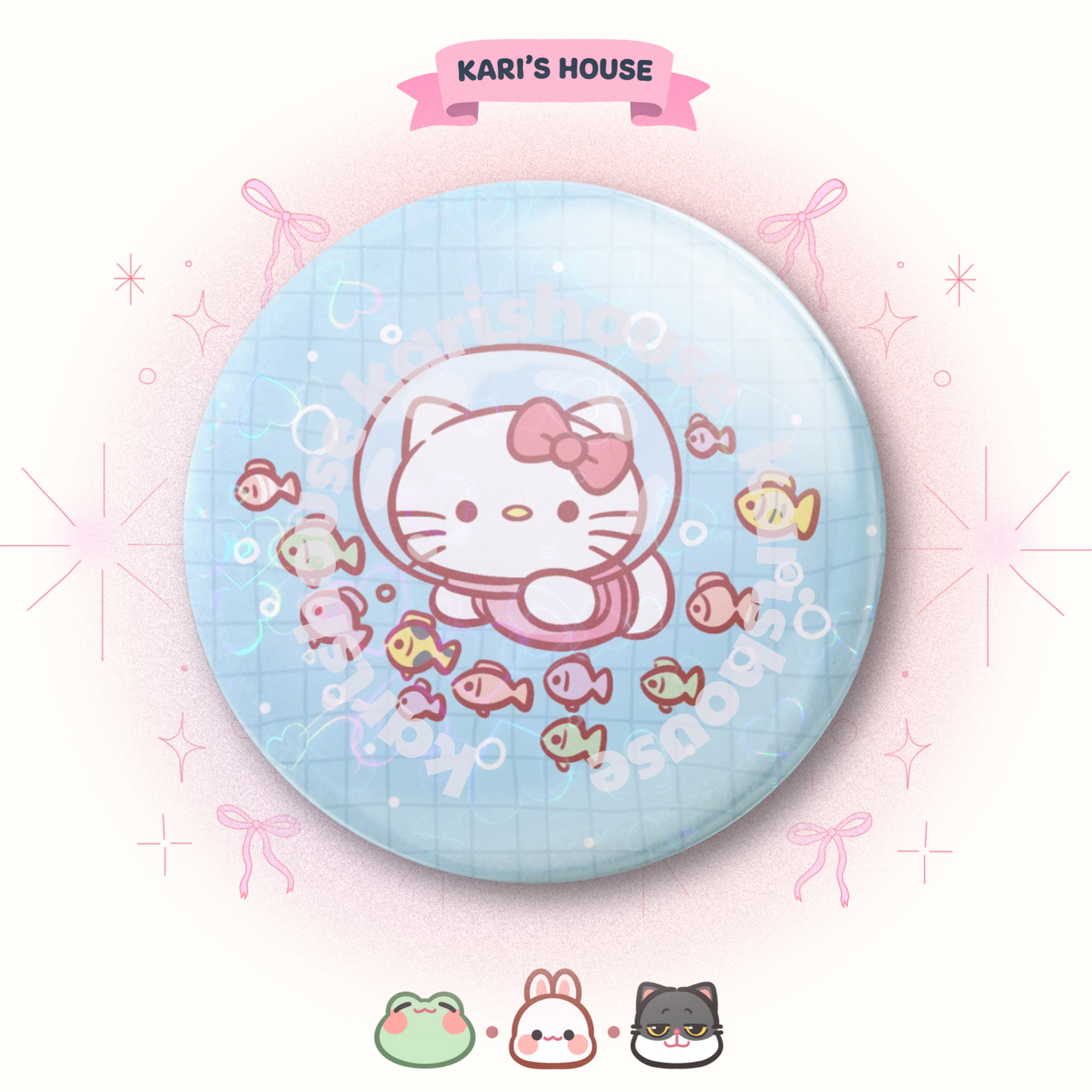 Kitty Swimming Badge/Button Pin