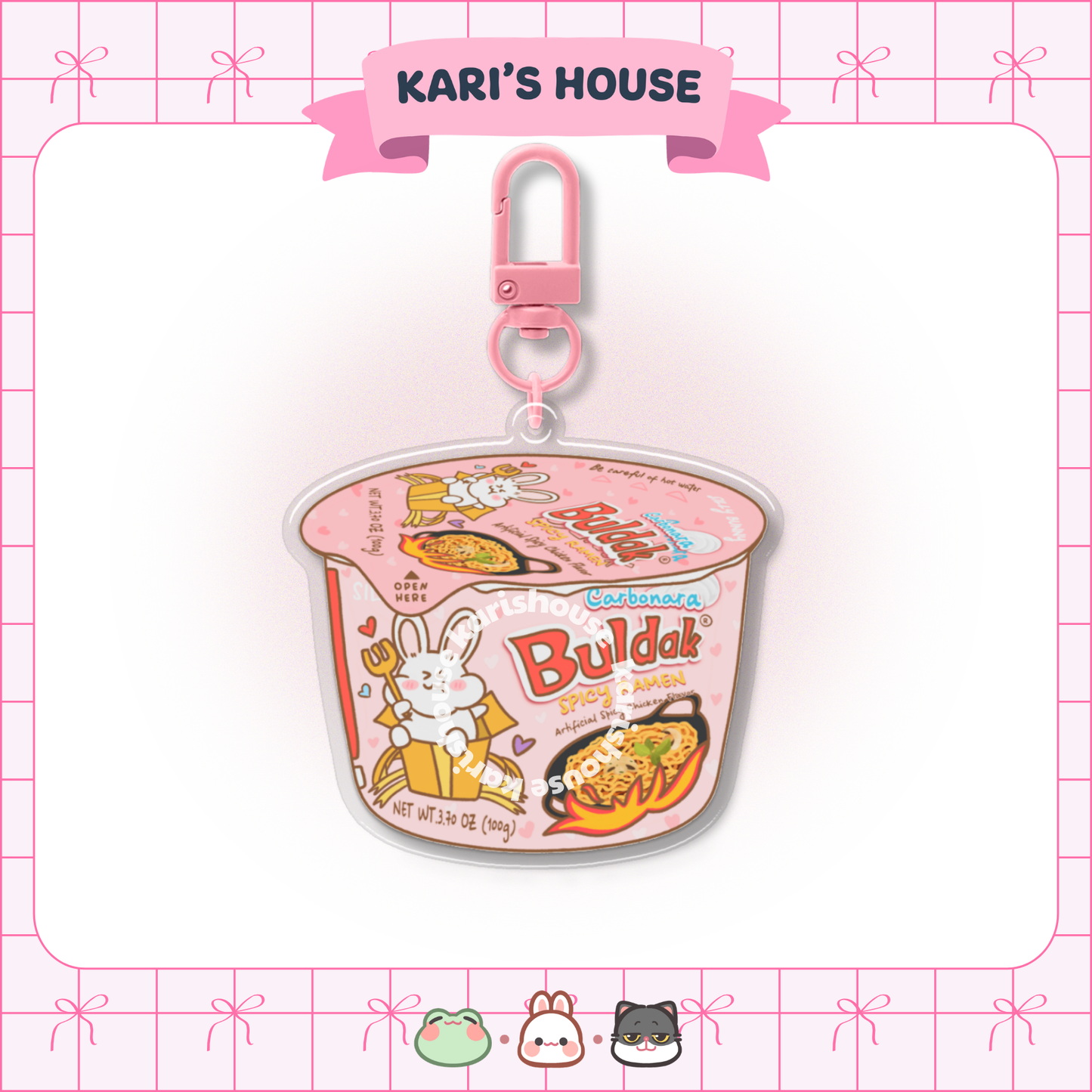 Pink Buldak Acrylic Epoxy Keychain