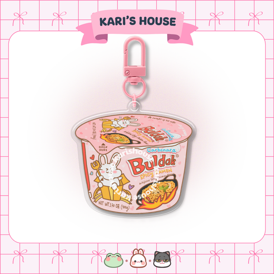 Pink Buldak Acrylic Epoxy Keychain