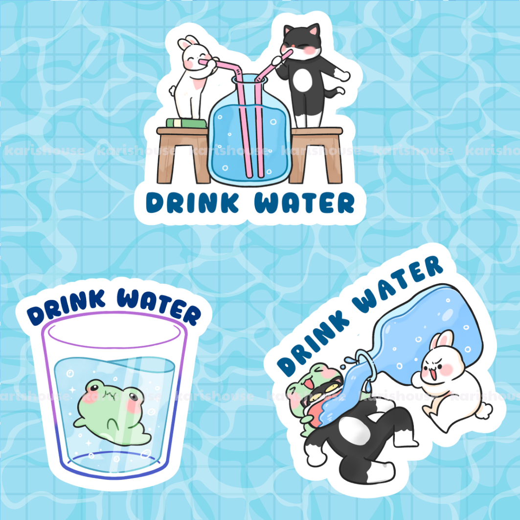 Drink Water Sticker Die Cut