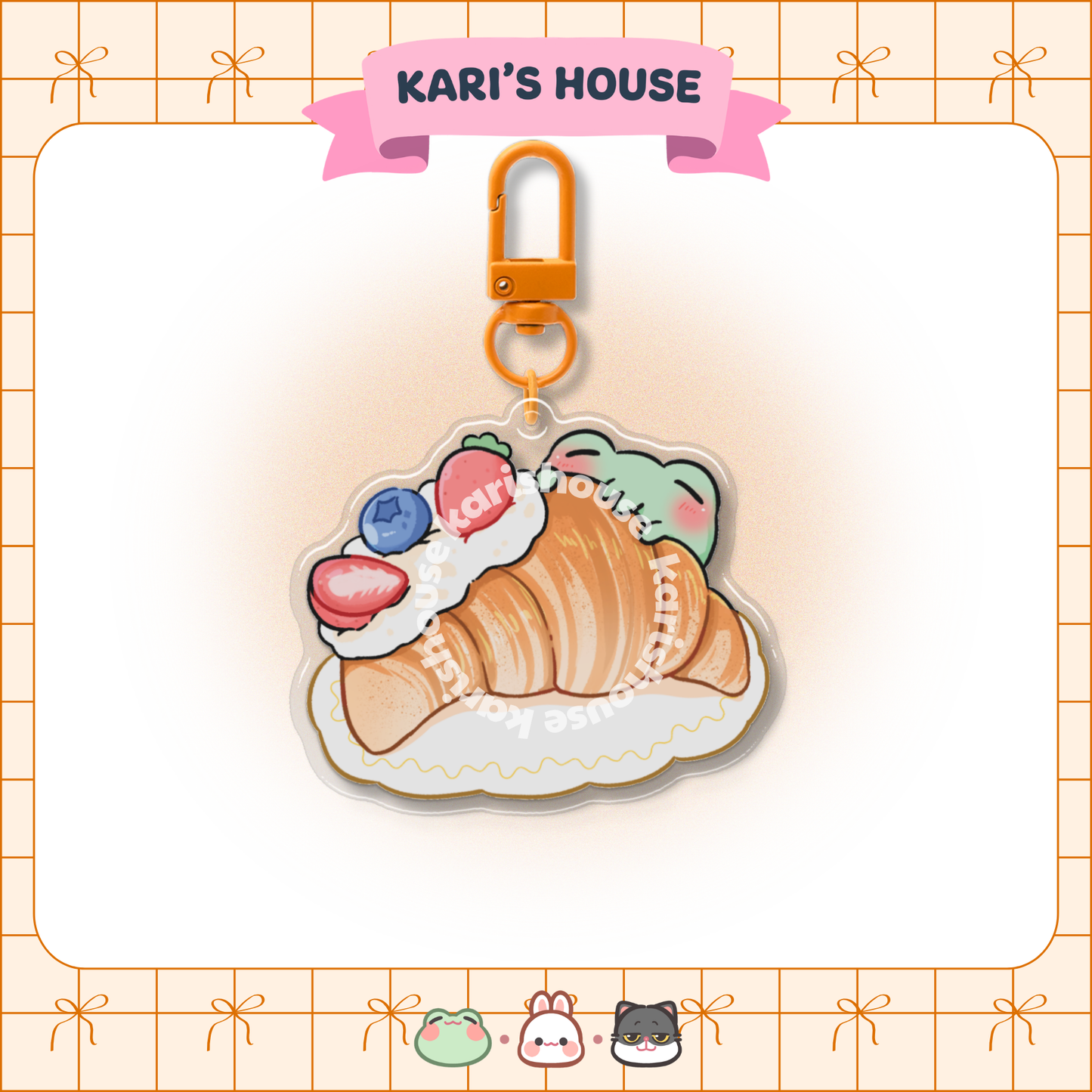 Croissant Acrylic Epoxy Keychain