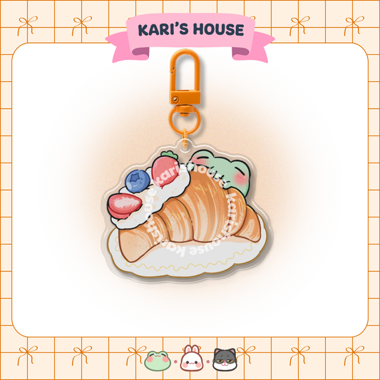 Croissant Acrylic Epoxy Keychain