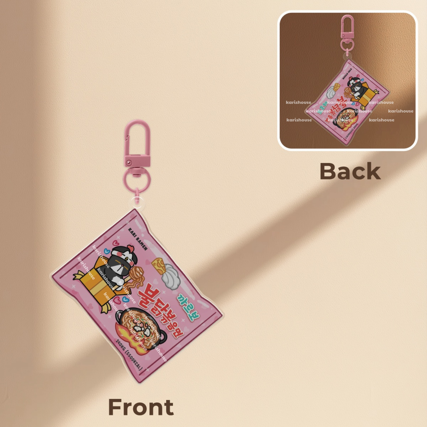 Pink Spicy Noodle Acrylic Epoxy Keychain