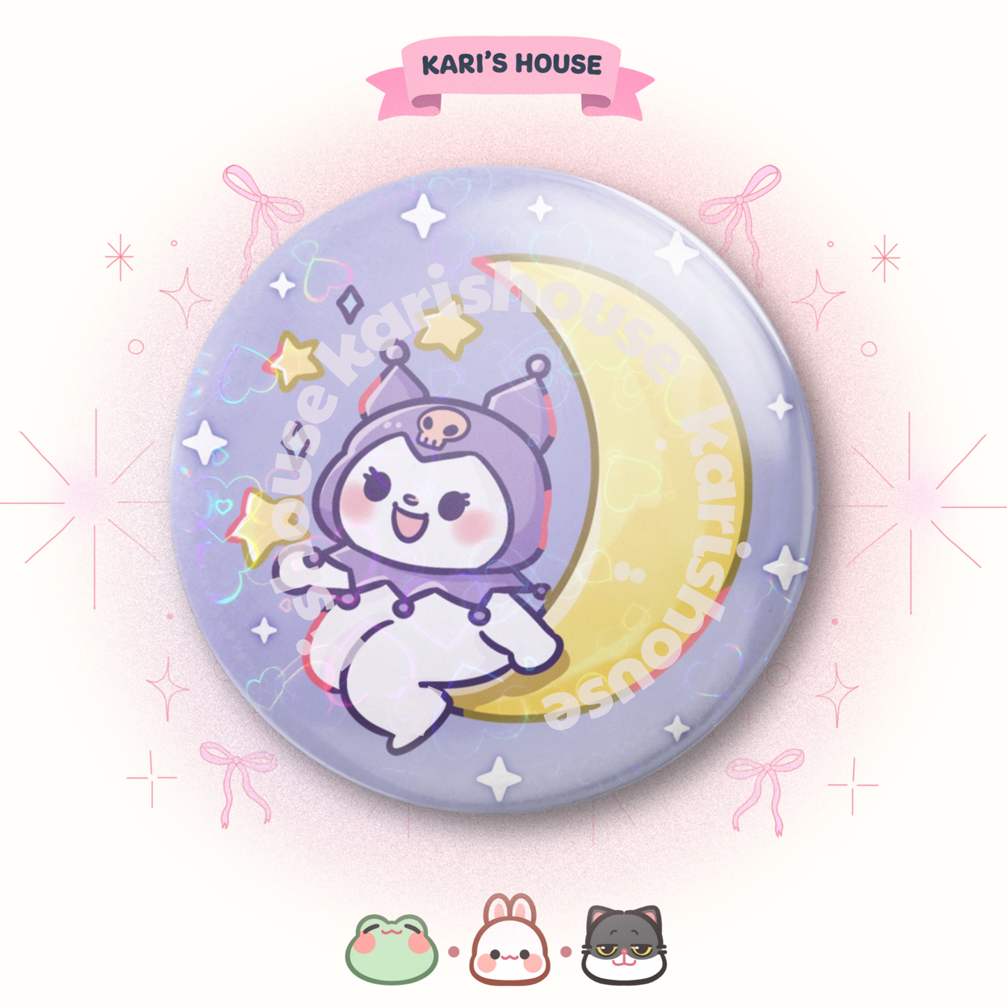 Kuromi On Moon Badge/Button Pin