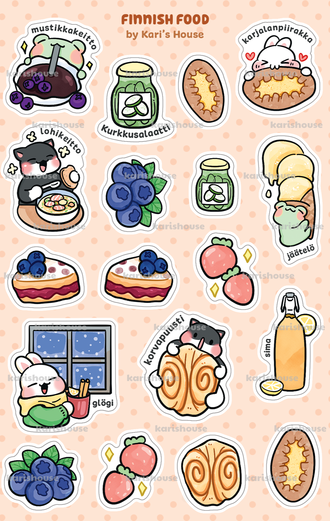Finnish Food Sticker Sheet