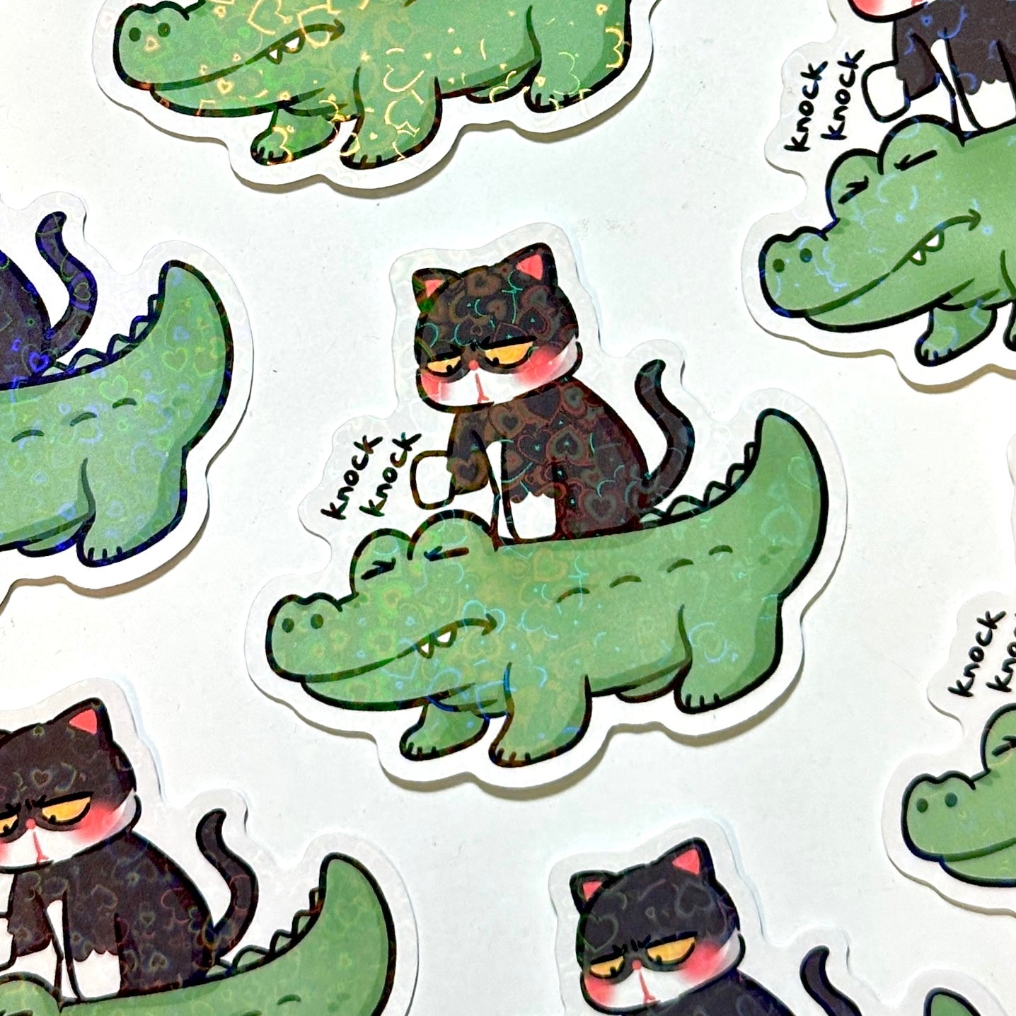 Cat Knock Knock Sticker Die Cut