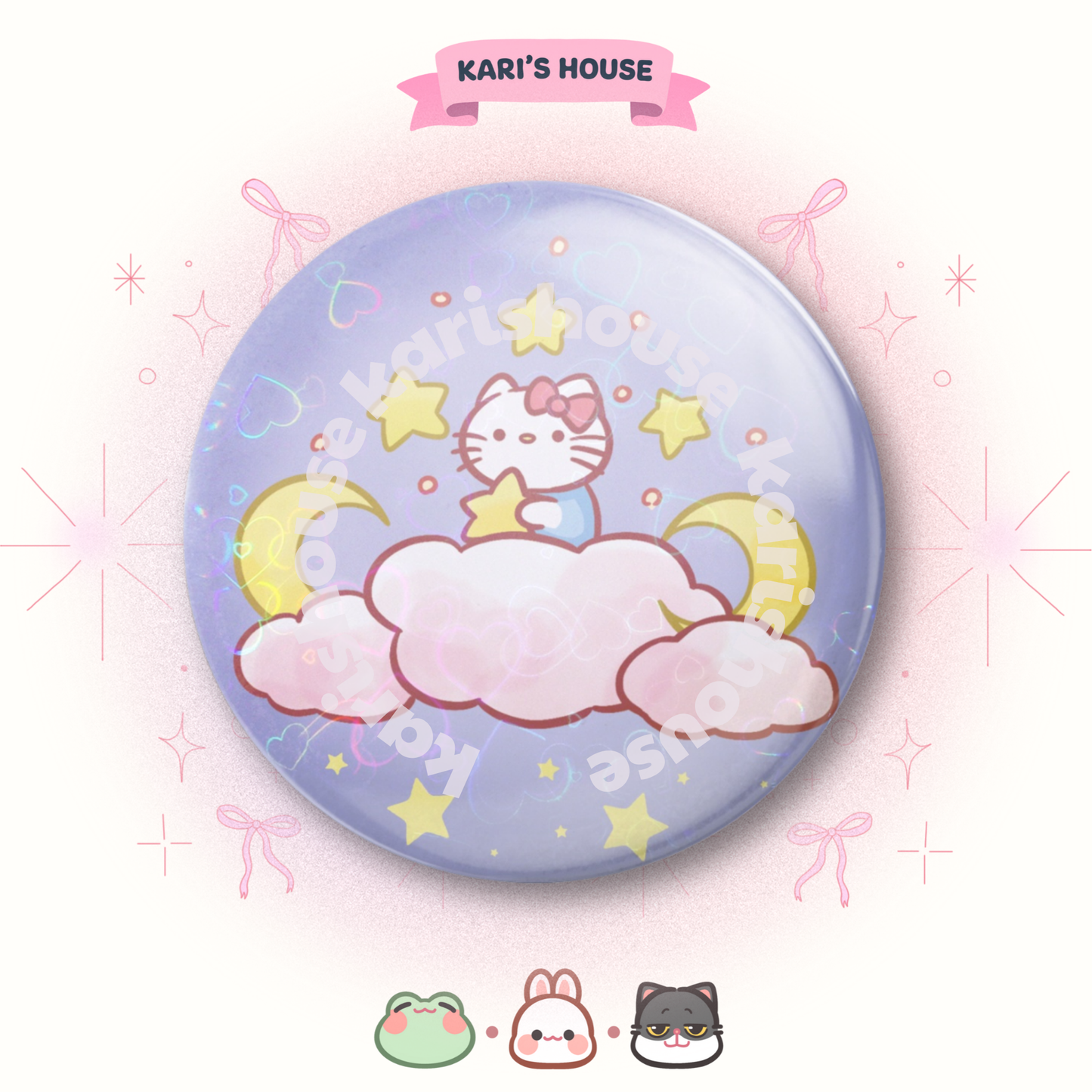 Kitty On Sky Badge/Button Pin