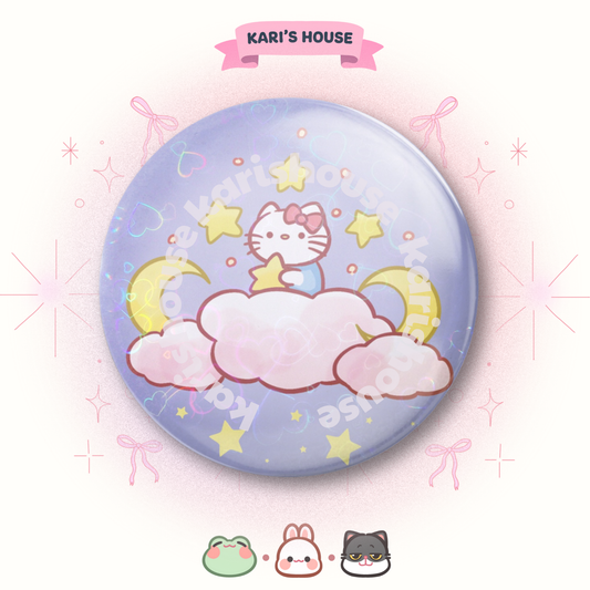 Kitty On Sky Badge/Button Pin