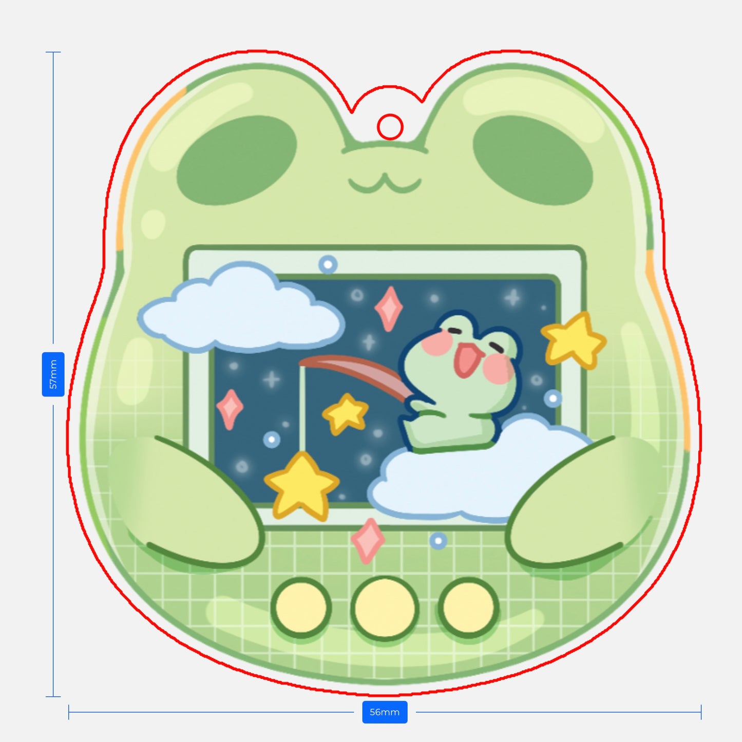 Froggy Tamagotchi Acrylic Epoxy Keychain