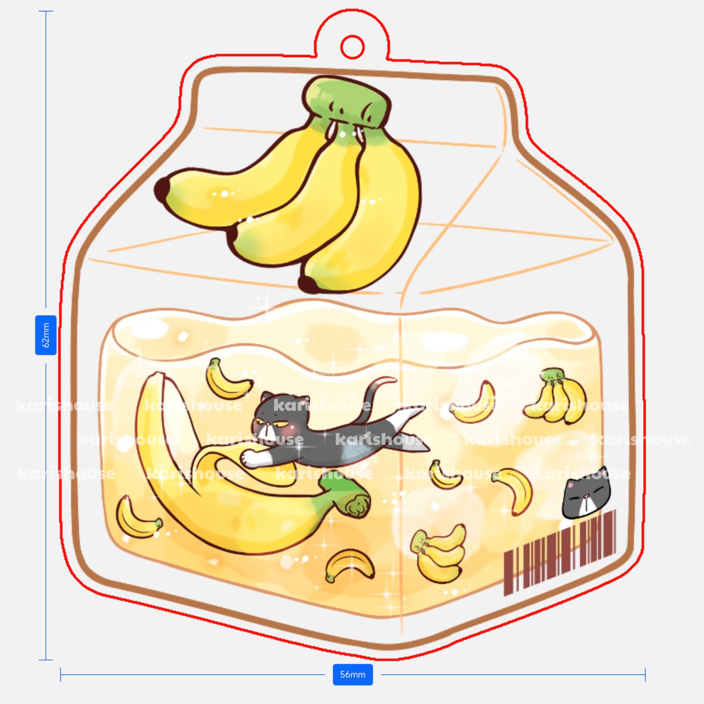 Yellow Milk Box Acrylic Epoxy Keychain