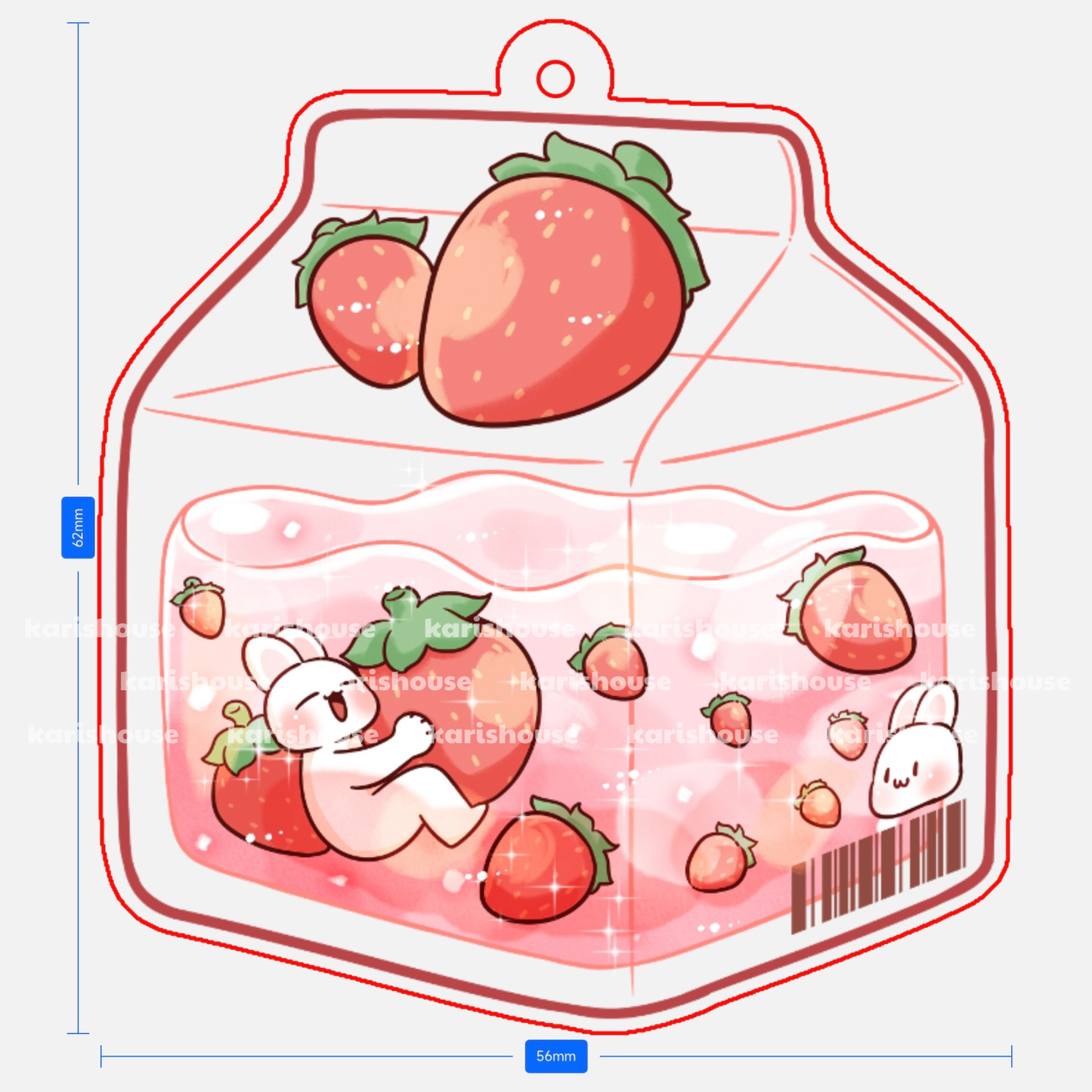 Pink Milk Box Acrylic Epoxy Keychain