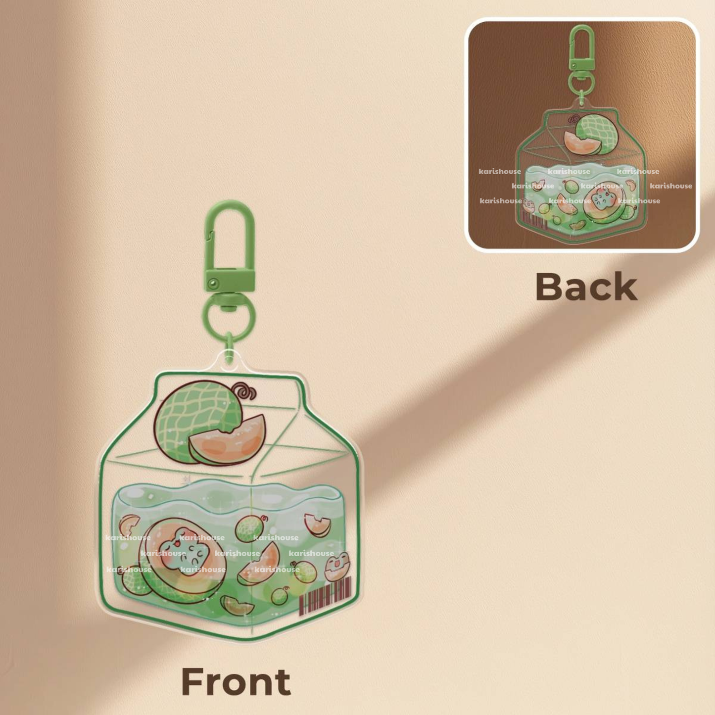 Green Milk Box Acrylic Epoxy Keychain